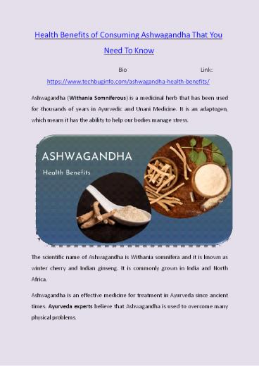 Health Benefits of Consuming Ashwagandha That You Need To Know