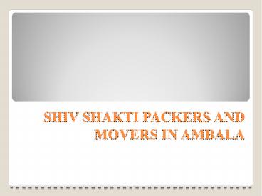 Movers and Packers in Ambala