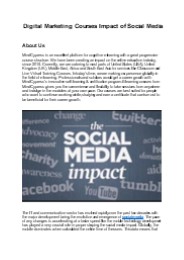 Digital Marketing Courses Impact of Social Media