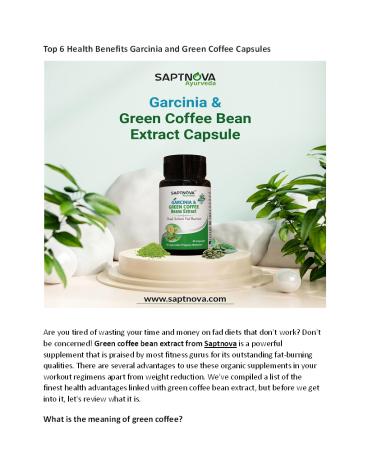 Top 6 Health Benefits Garcinia and Green Coffee Capsules
