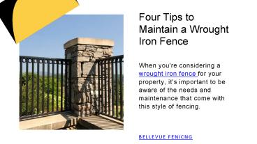 Four Tips to Maintain a Wrought Iron Fence