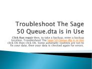 Troubleshoot The Sage 50 Queue.dta is in Use
