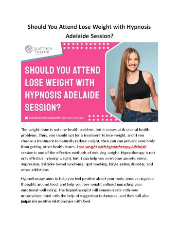 Should You Attend Lose Weight with Hypnosis Adelaide Session?