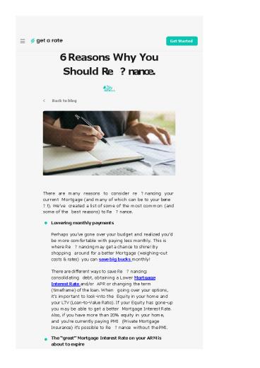 6 Reasons Why You Should Refinance