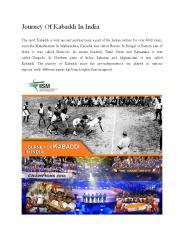 Journey Of Kabaddi In India-Research Report by IISM PowerPoint PPT Presentation