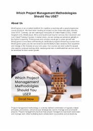 Which Project Management Methodologies Should You USE?