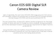 Canon EOS 60D Digital SLR Camera Review