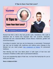 6 Tips to Save Your Hair Loss?