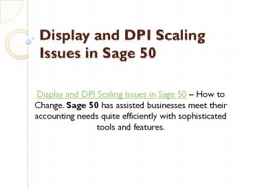 Display and DPI Scaling Issues in Sage 50