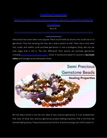 Healing Properties - Semi Precious Gemstone Beads Mostly Used for Making Jewellery