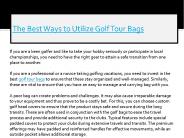 The Best Ways to Utilize Golf Tour Bags