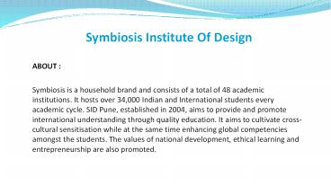 Symbiosis Institute of Design | Symbiosis Courses