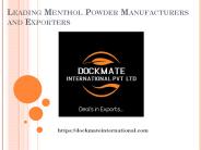 Leading Menthol powder Manufacturers and Exporters