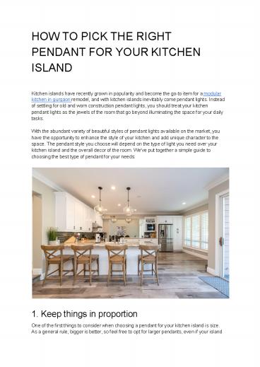 HOW TO PICK THE RIGHT PENDANT FOR YOUR KITCHEN ISLAND presentation ...