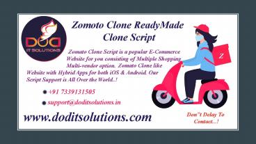 Zomato Clone Script - Readymade Clone Script