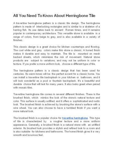 All You Need To Know About Herringbone Tile