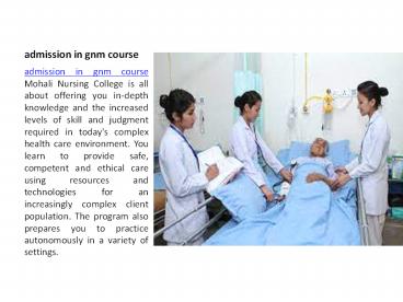 admission in gnm course