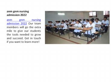 anm gnm nursing admission 2022