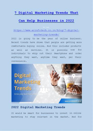 7 Digital Marketing Trends That Can Help Businesses in 2022