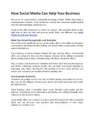 How Social Media Can Help Your Business