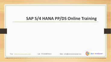 SAP S4 HANA Online Training Hyderabad | SAP APO PPDS Training videos ...