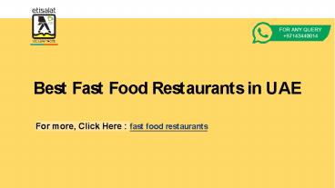 Best Fast Food Restaurants in UAE