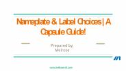 Nameplate & Label Choices | A Capsule Guide!