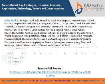 Pallet Market Key Strategies, Historical Analysis, Application, Technology, Trends and Opportunities