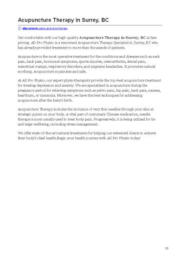 High-Quality Acupuncture Therapy in Surrey, BC