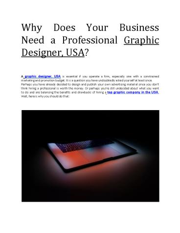 Why Does Your Business Need a Professional Graphic Designer, USA?