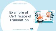 Example of Certificate of Translation