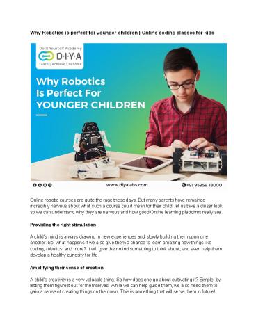 Why Robotics is perfect for younger children | Online coding classes for kids