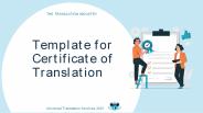 Template For Certificate of Translation