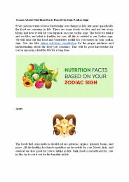 Learn About Nutrition Facts Based On Your Zodiac Sign