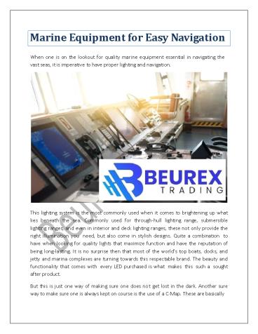Marine Equipment for Easy Navigation