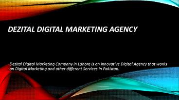 Dezital, Top Digital Marketing Agency in Lahore - eCommerce Development