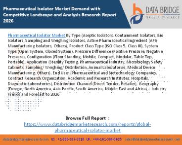 Pharmaceutical Isolator Market Demand with Competitive Landscape and Analysis Research Report 2026