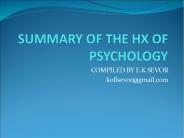 SUMMARY OF THE HISTORY OF PSYCHOLOGY
