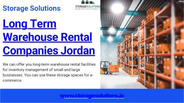 Long Term Warehouse Rental Companies Jordan   - Storage Solutions