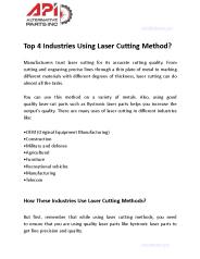 Top 4 Industries Using Laser Cutting Method?