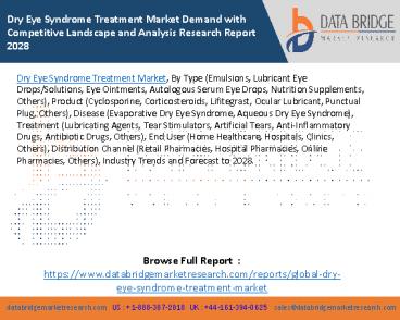 Dry Eye Syndrome Treatment Market Demand with Competitive Landscape and Analysis Research Report 2028