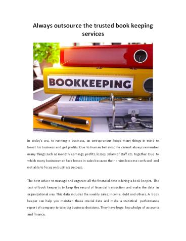 Always outsource the trusted book keeping services