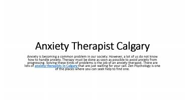 Anxiety Therapist Calgary
