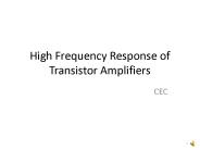 High Frequency Response of Transistor Amplifiers