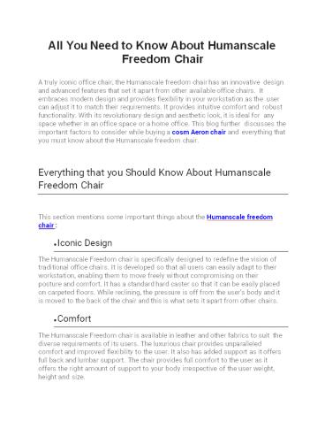 All You Need to Know About Humanscale Freedom Chair