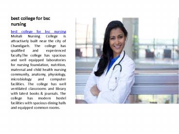 best college for bsc nursing