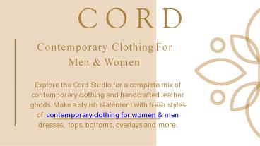 Contemporary Clothing for Men & Women