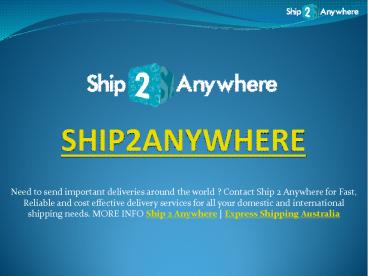 Cloud Based Shipping Solutions Australia - Ship2Anywhere