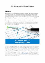 Six Sigma and its Methodologies