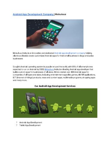 Anfdroid App Development Company | Mobulous